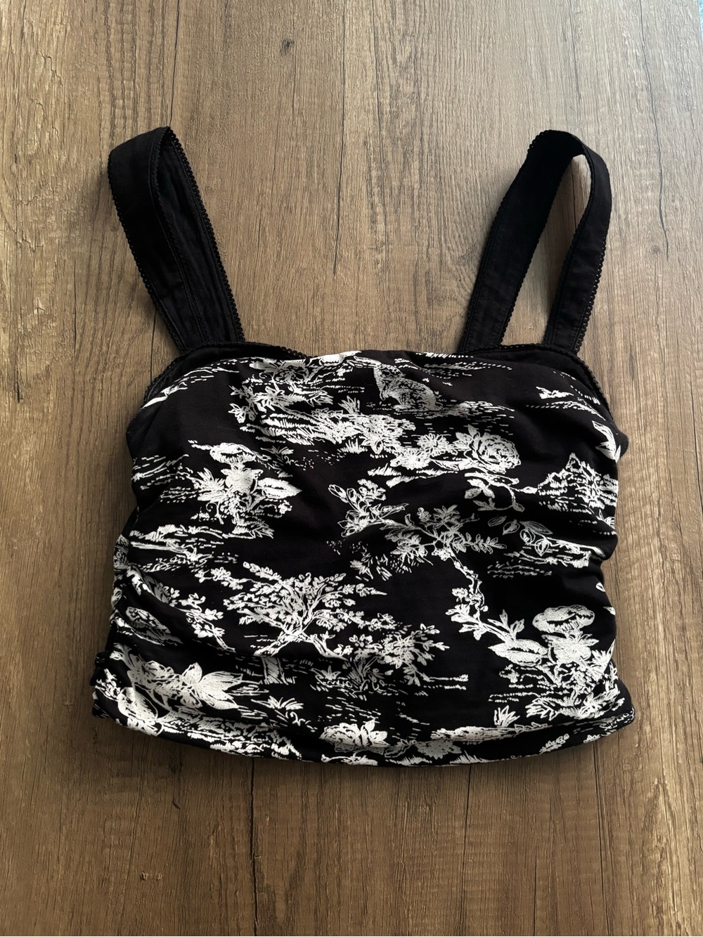 Free People Printed 2 Tone Tank in Black